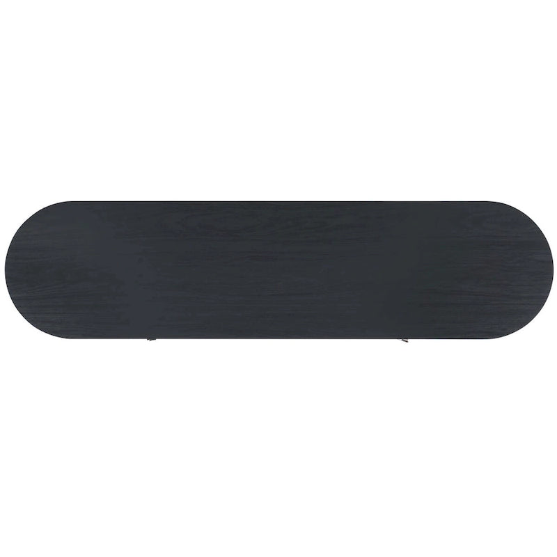 4-Door Tambour Sliding Sideboard Media Stand Curved Edges Metal Base