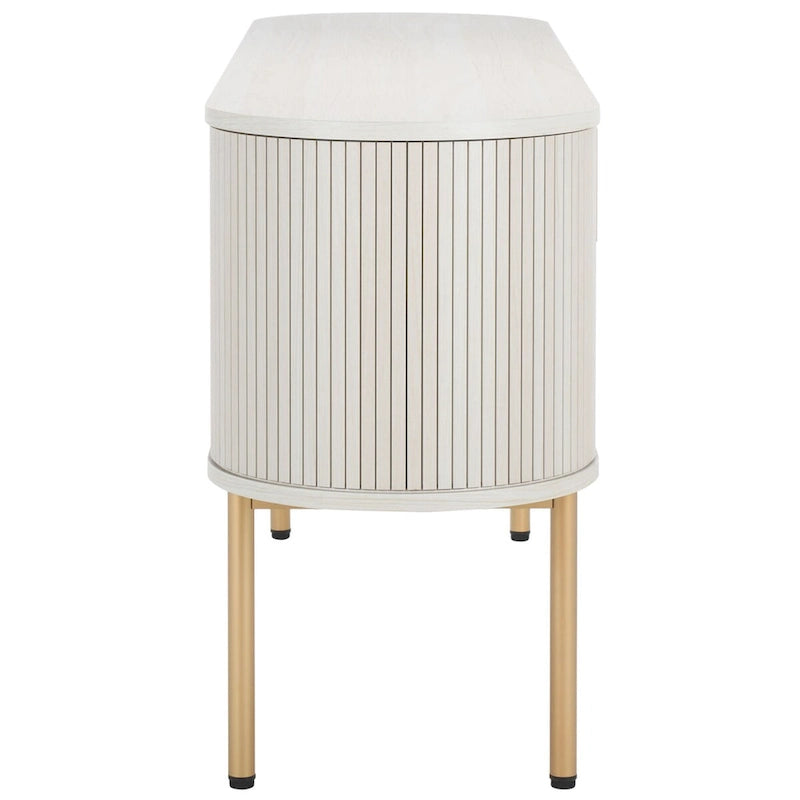 4-Door Tambour Sliding Sideboard Media Stand Curved Edges Metal Base